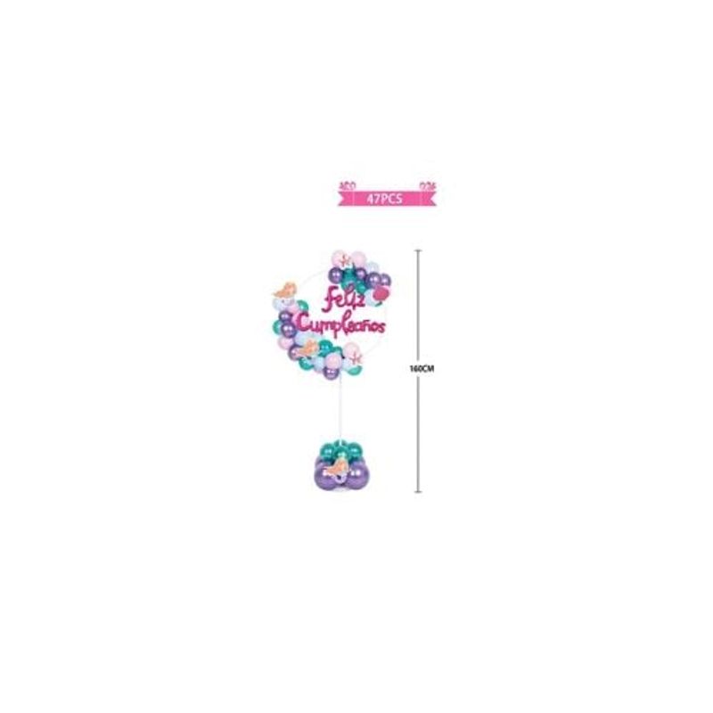 GENERICO - Arco De Globos Con Base Sirena Color Morado 160cm 47pcs