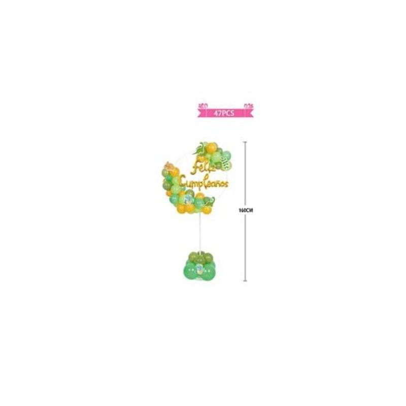 GENERICO - Arco De Globos Con Base Dinosaurio Color Verde 160cm 47pcs