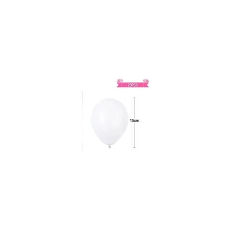 GENERICO - Globos De Látex De Color Blanco Mate 15cm 20pcs