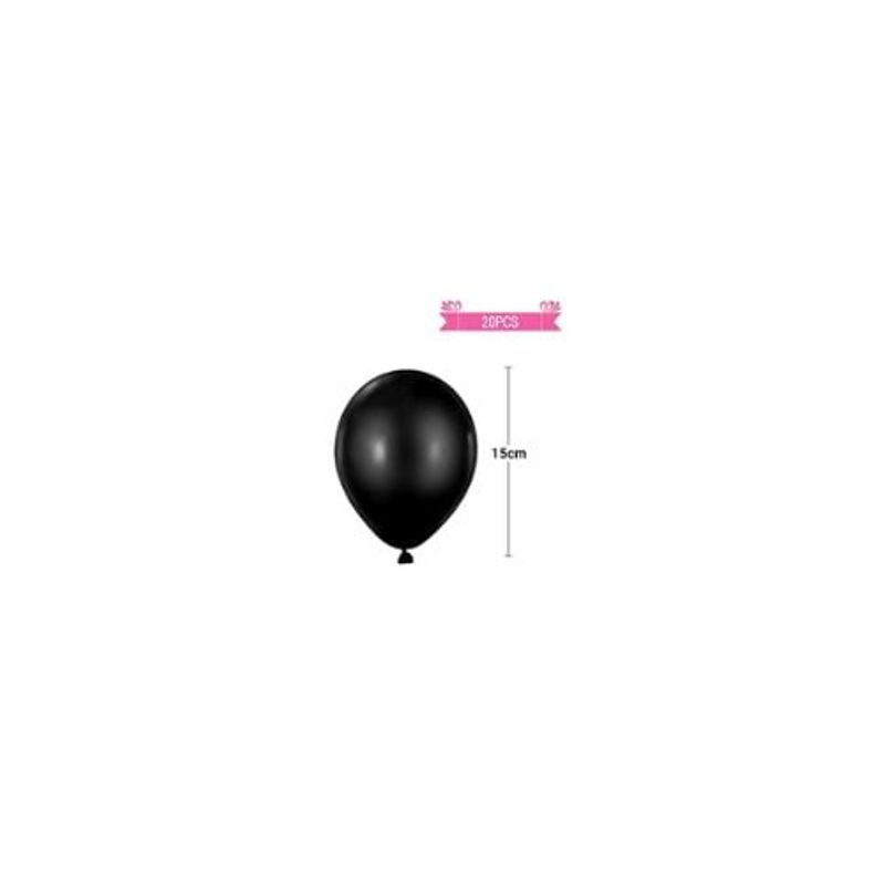 GENERICO - Globos De Látex De Color Negro Mate 15cm 20pcs