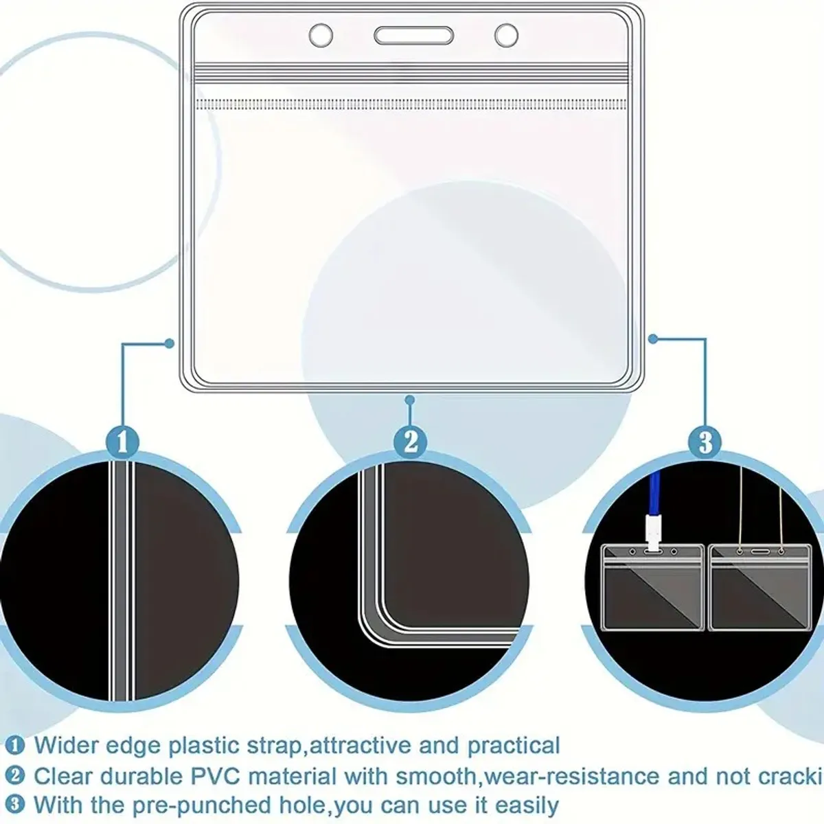 KUANGYE - Pack De 50 Porta Credenciales Transparentes De Pvc