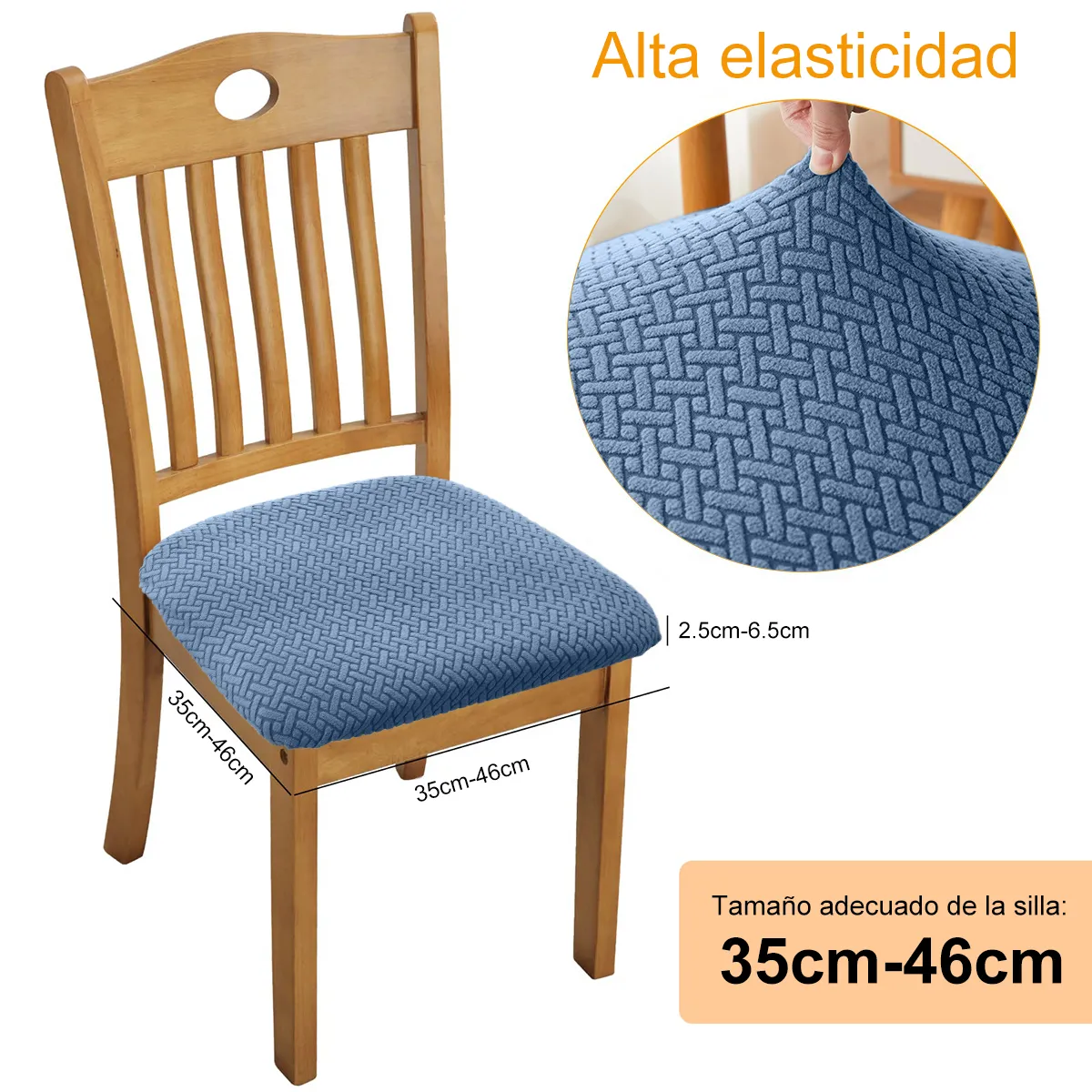 SUPERCENTER - Set 6 Funda Protectora Asiento Elástica Para Silla Comedor azul