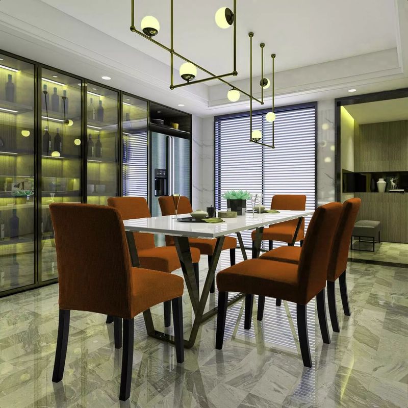 SUPERCENTER - Pack 6 Fundas Cubre Premium Comedor Asientos Tela Gruesa naranja
