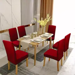 SUPERCENTER - Pack 6 Fundas Cubre Premium Comedor Asientos Tela Gruesa rojo