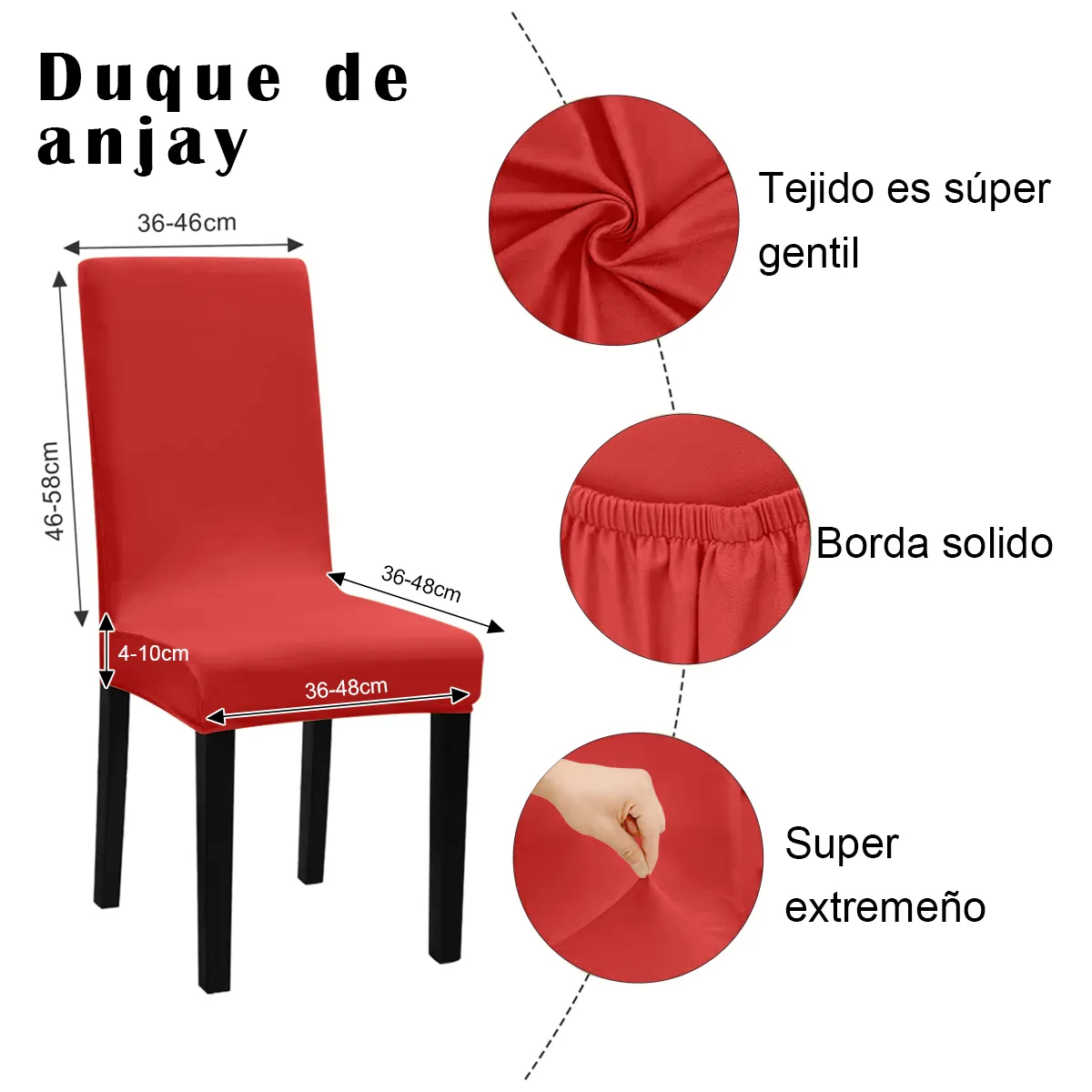 SUPERCENTER - Pack 6 Fundas Cubre Premium Comedor Asientos Tela Gruesa rojo