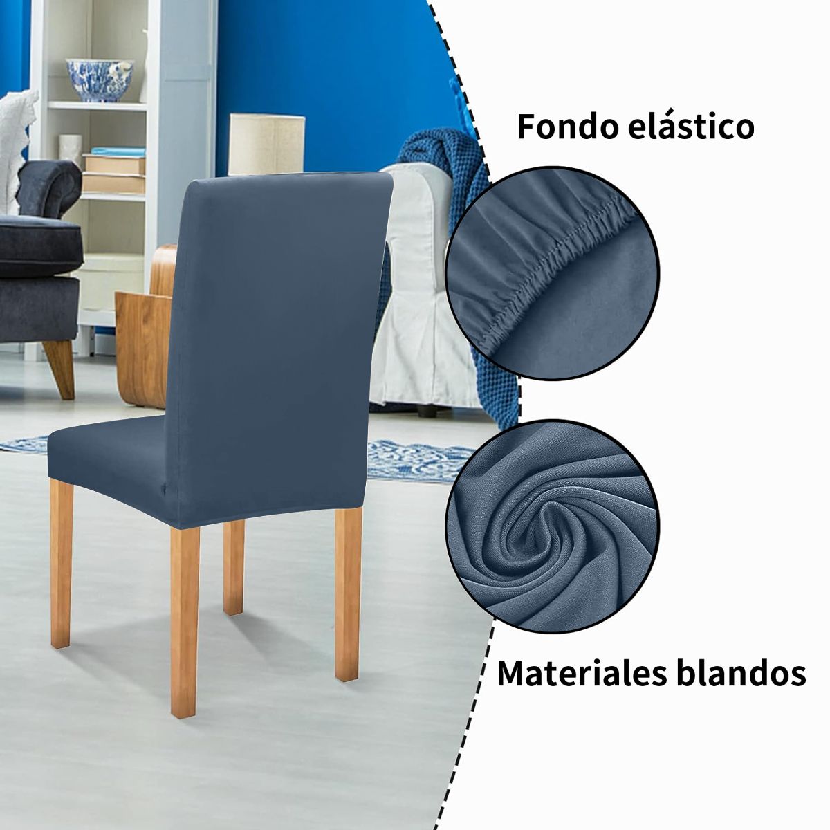 SUPERCENTER - Pack 6 Fundas Cubre Premium Comedor Asientos Tela Gruesa gris