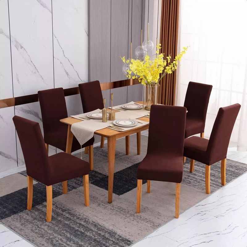 SUPERCENTER - Pack 6 Fundas Cubre Premium Comedor Asientos Tela Gruesa Marrón