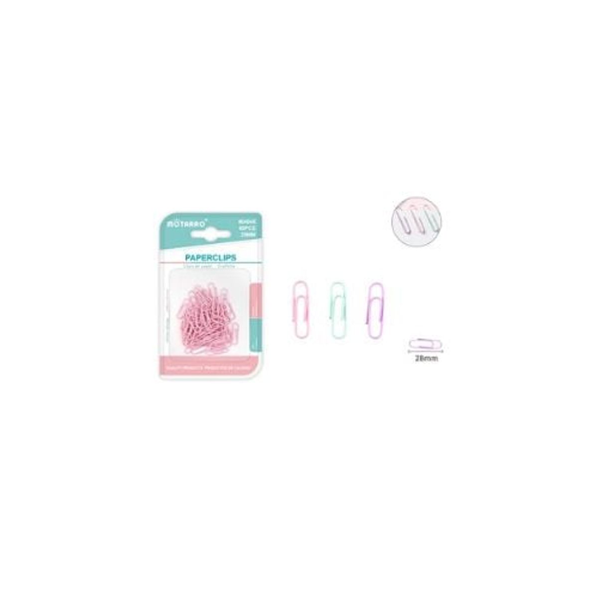 GENERICO - Clips De Papel Pastel 28 Mm 60 Pcs