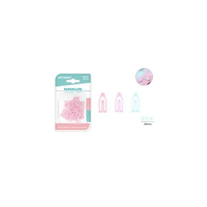 GENERICO - Clips De Papel Pastel 38 Mm 15 Pcs