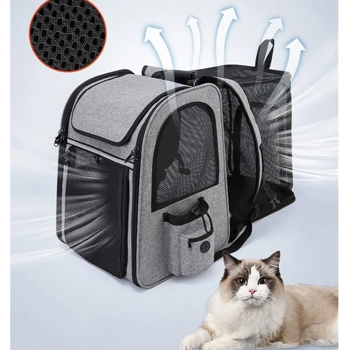 TATEE - Mochila Transportadora De Mascotas Plegable Gatos 43x62x33cm