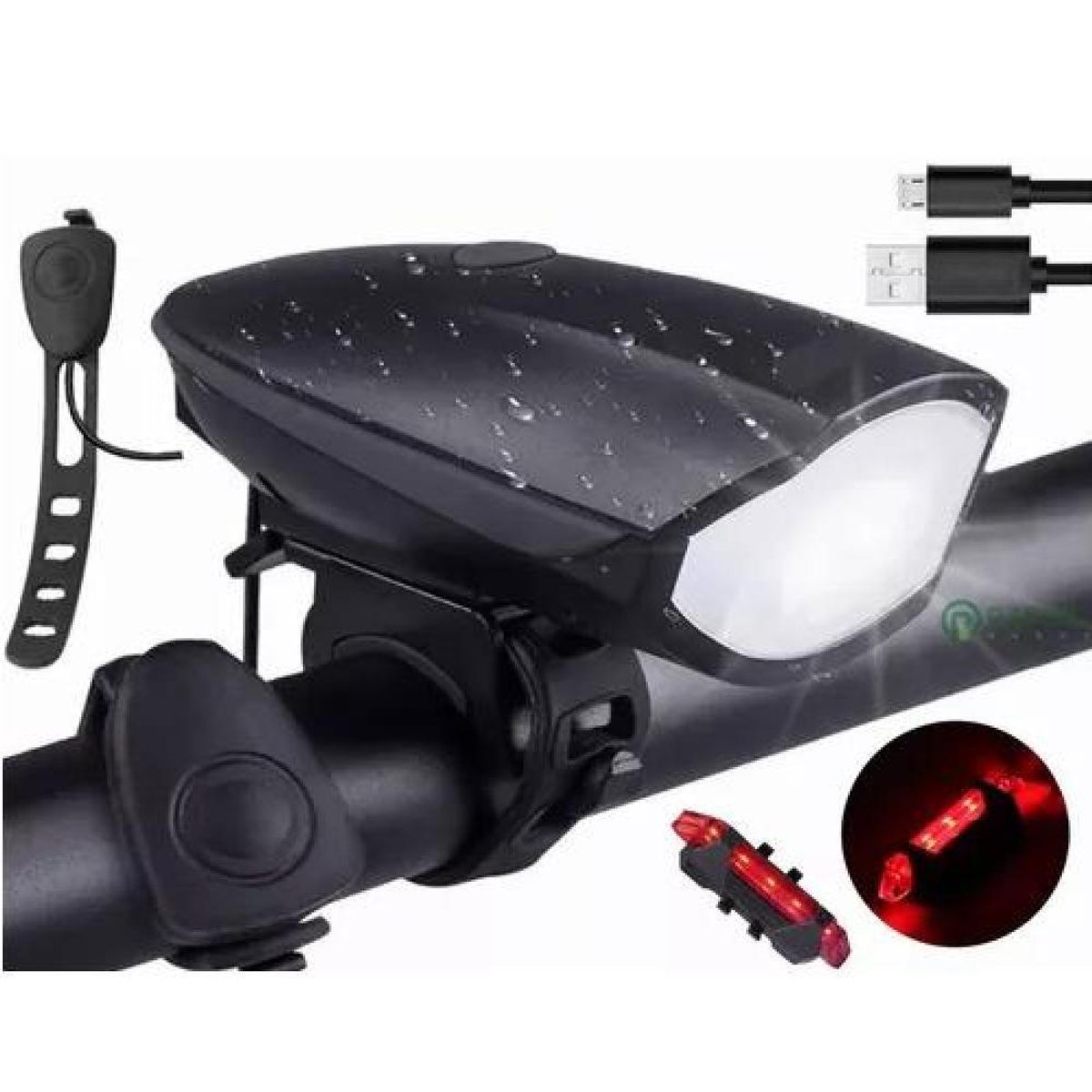 GENERICO - Lámparas Recargable Impermeable Para Bicicleta Con Claxonr