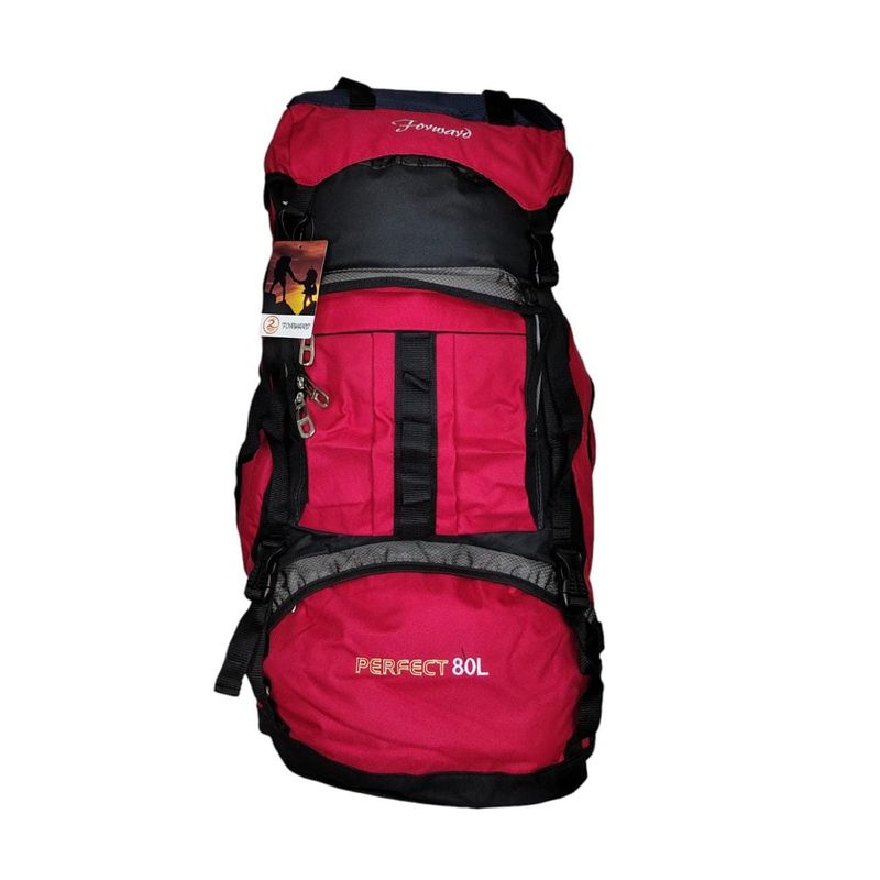 PERFECT CHOICE - Mochila 80 litros 65x40x20 cm ROJO CON NEGRO