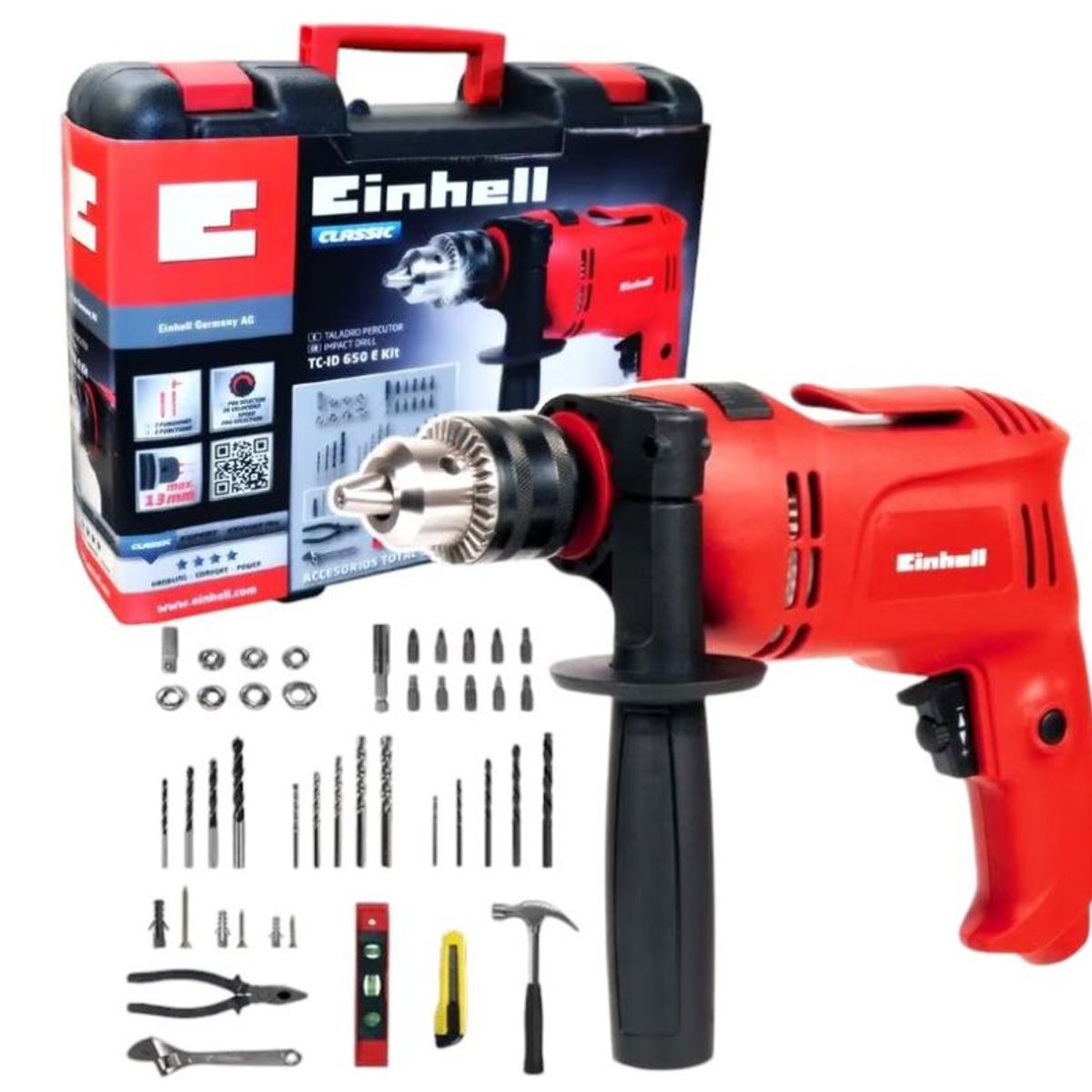 EINHELL - KIT EINHELL TC-ID 650 TALADRO PERCUTOR 13MM - 650W+ACC