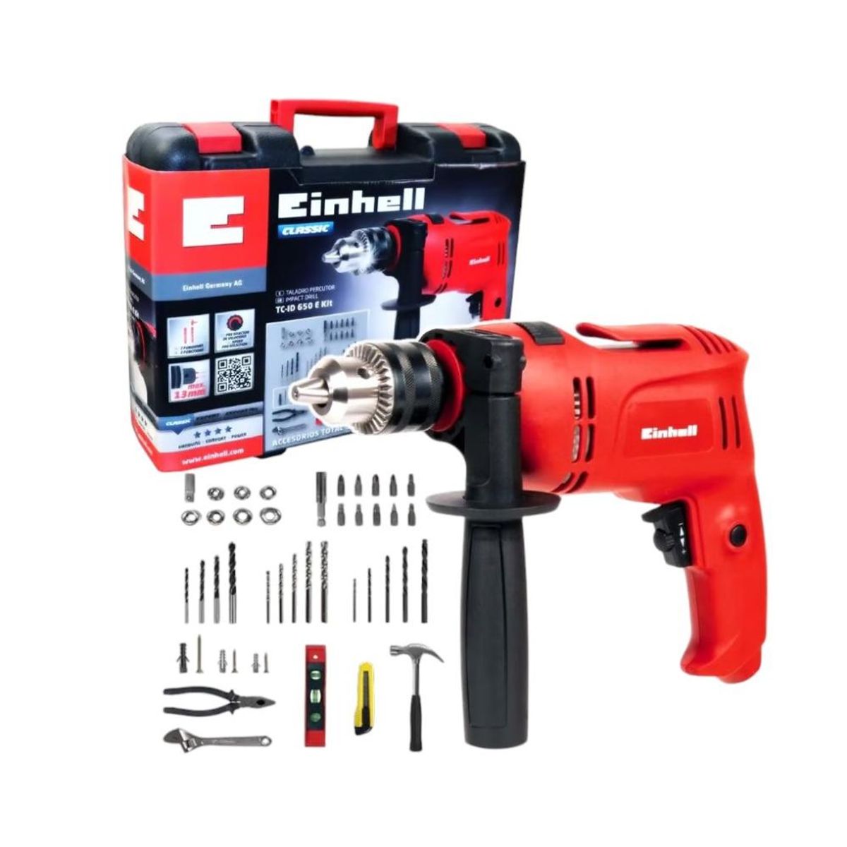 EINHELL - KIT EINHELL TC-ID 650 TALADRO PERCUTOR 13MM - 650W+ACC