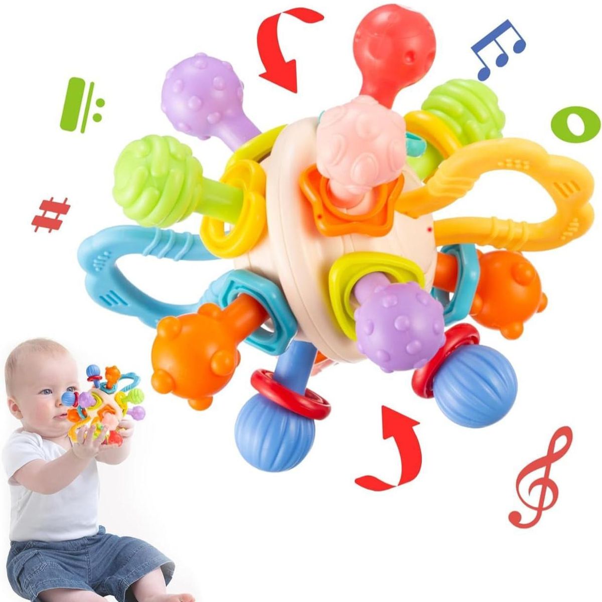 GENERICO - Juguete Sonajero Mordedor Estimulante Para Bebes