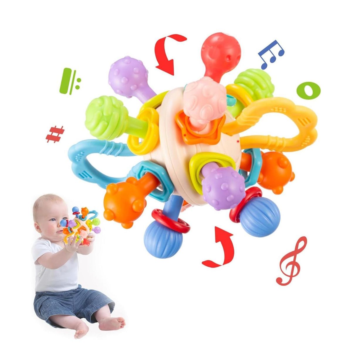 GENERICO - Juguete Sonajero Mordedor Estimulante Para Bebes