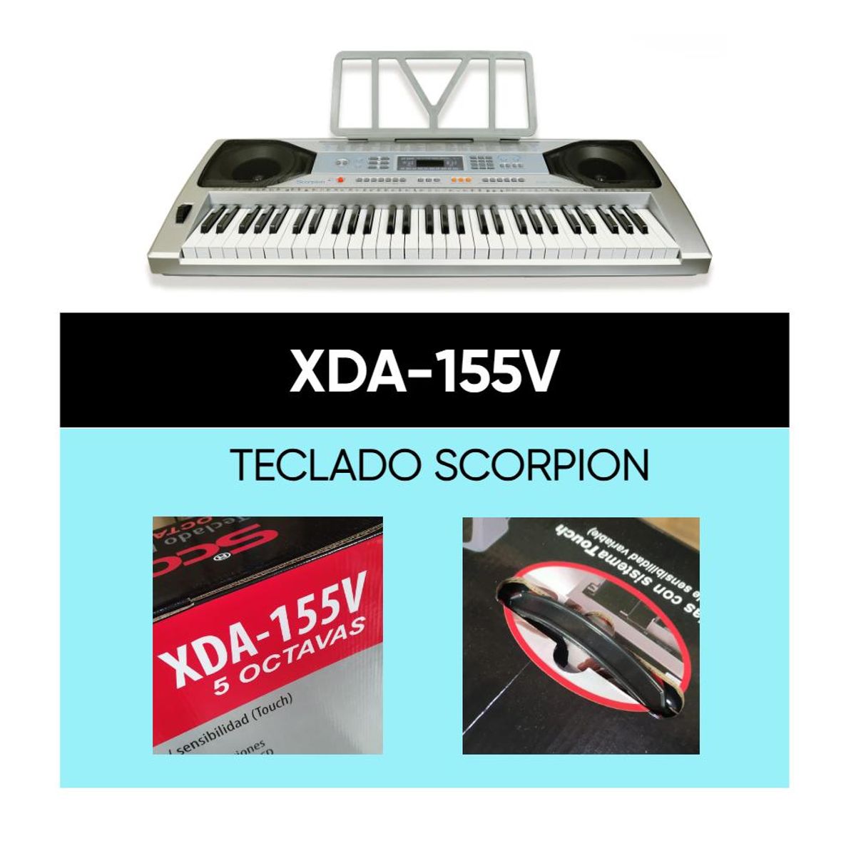 SCORPION - Teclado Eléctrico 61 teclas 5 octavas Mod XDA-155V Scorpion
