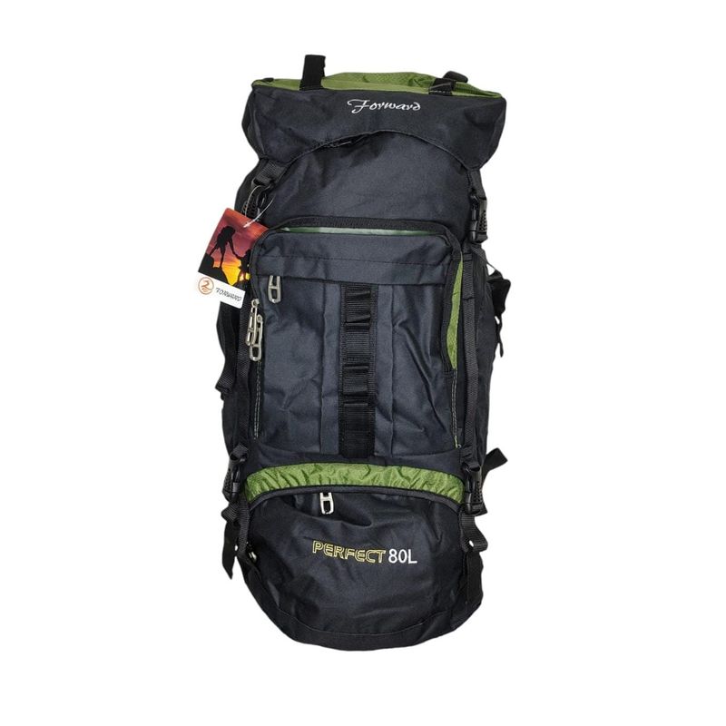 PERFECT CHOICE - Mochila 80 litros 65x40x20 cm NEGRO CON VERDE