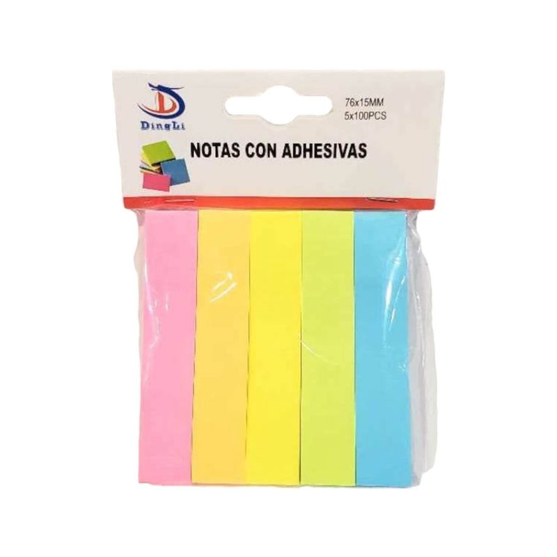 GENERICO - Notas Adhesivas 76X15Mm 5Colores  100Hjs Generico