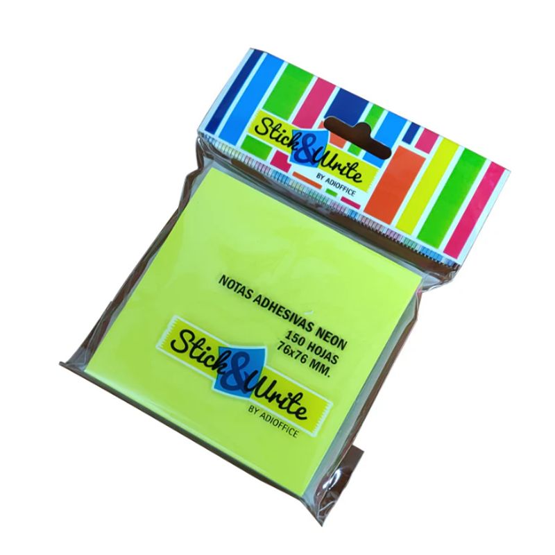 GENERICO - Notas Adhesivas 76x76mm 150hjs Neon Mix Stick&Write
