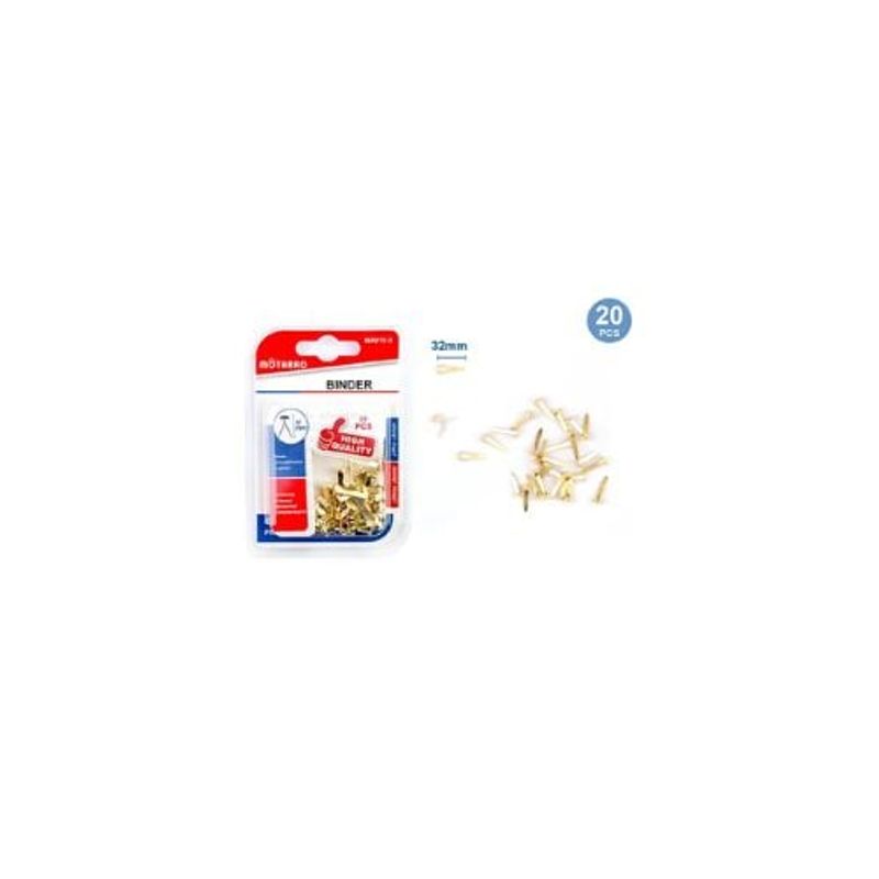 GENERICO - Chinche Mariposa O Encuadernador Dorado 32 Mm 20 Pcs