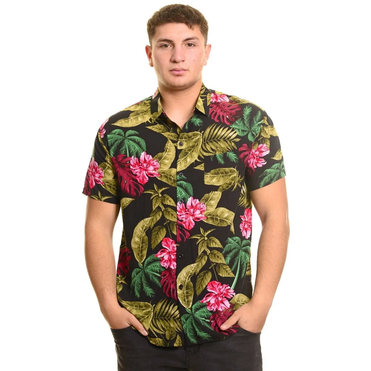 LIKE SHOP - Camisa Guayabera Manga Corta Fashion Hombre Diseño Botones 090