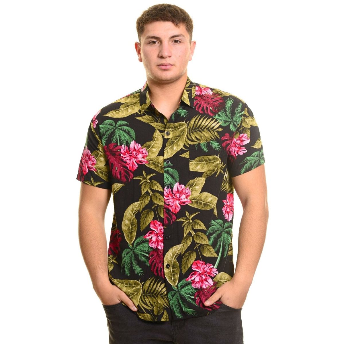 LIKE SHOP - Camisa Guayabera Manga Corta Fashion Hombre Diseño Botones 090