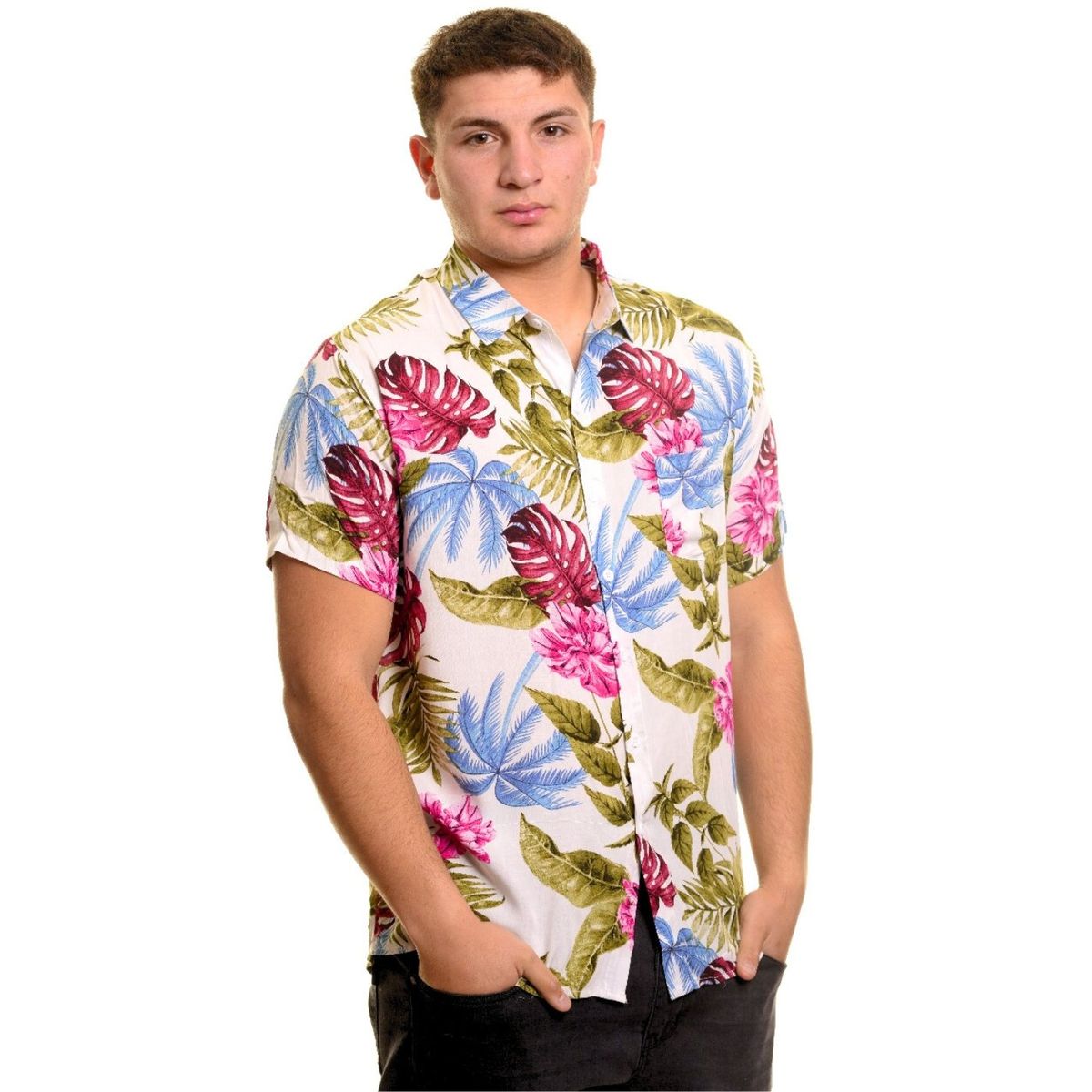 LIKE SHOP - Camisa Guayabera Manga Corta Fashion Hombre Diseño Botones 090