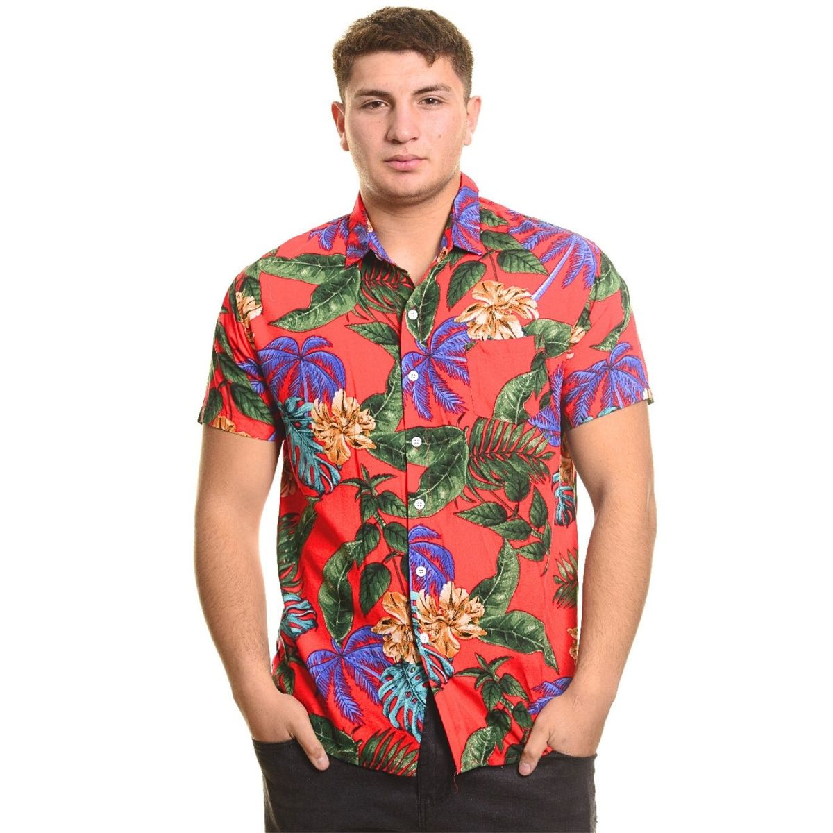 LIKE SHOP - Camisa Guayabera Manga Corta Fashion Hombre Diseño Botones 090