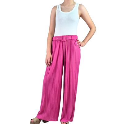 Imagen 2 del producto Pantalon Palazzo Mujer Fiesta Cintura Elasticada Tela Plisada 140