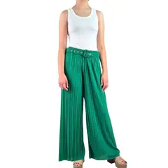 MPROPIA - Pantalon Palazzo Mujer Fiesta Cintura Elasticada Tela Plisada 140