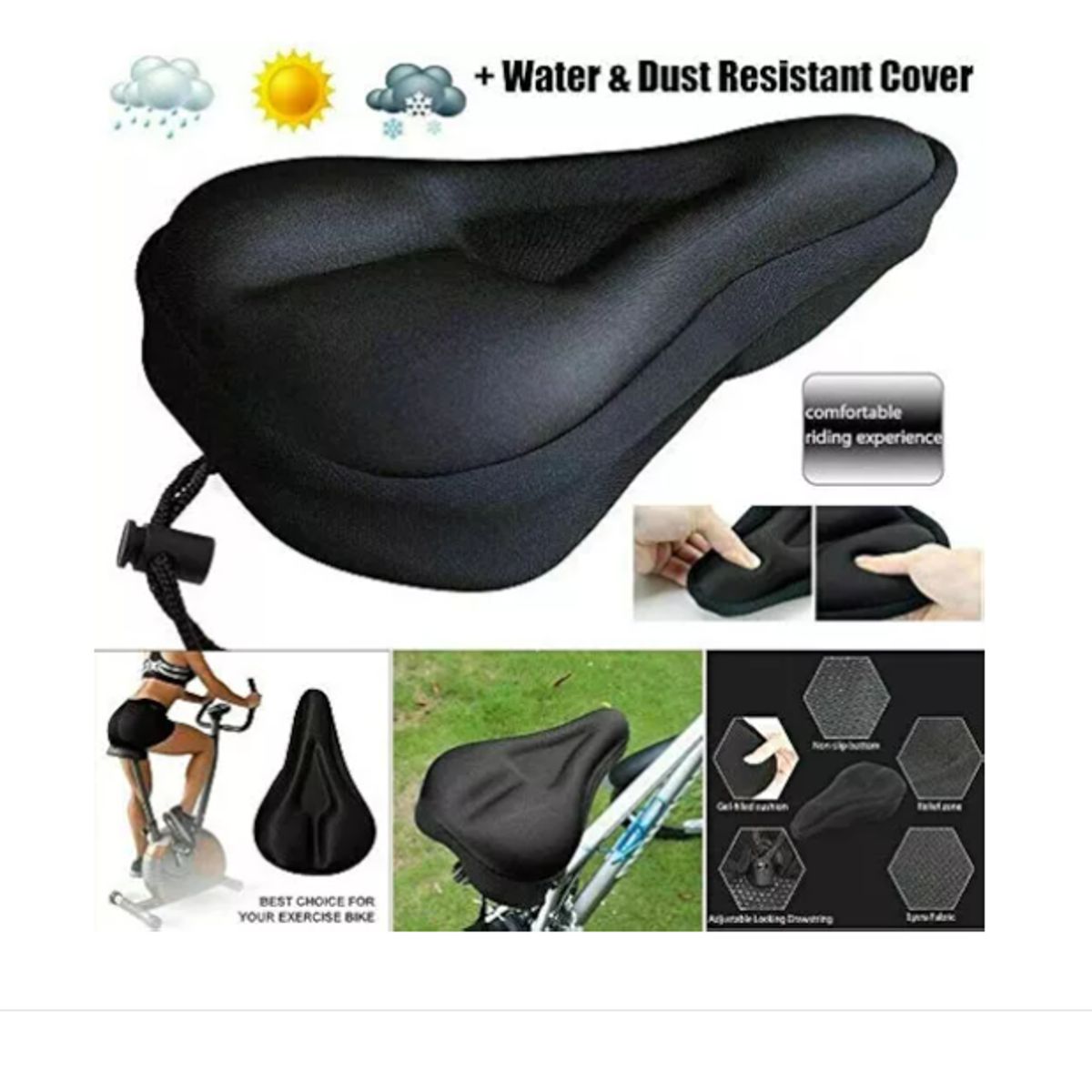 GENERICO - Funda De Asiento De Bicicleta Con Gel Acolchonado+funda Impe