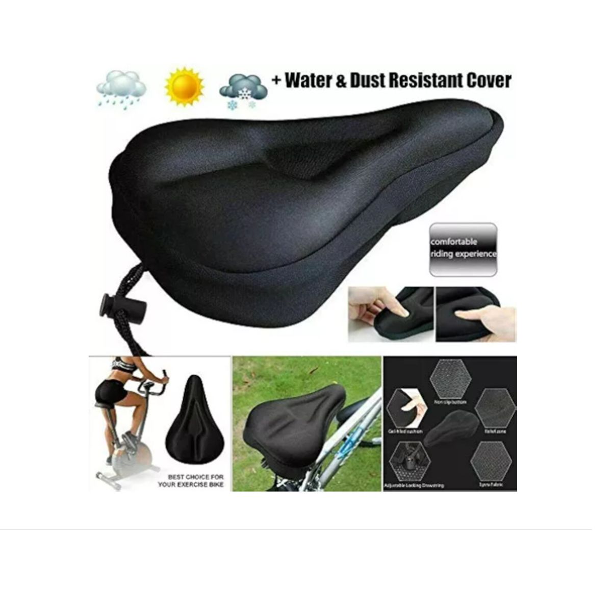 GENERICO - Funda De Asiento De Bicicleta Con Gel Acolchonado+funda Impe