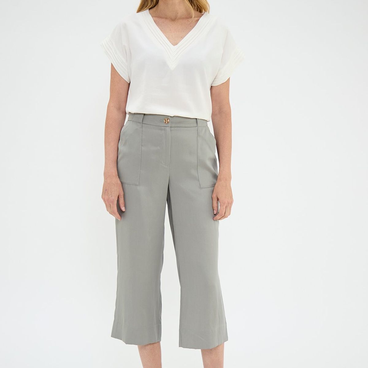 MA GRIFFE - Pantalon Casual Gris Mujer Magriffe