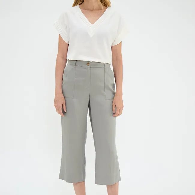 MA GRIFFE - Pantalon Casual Gris Mujer Magriffe