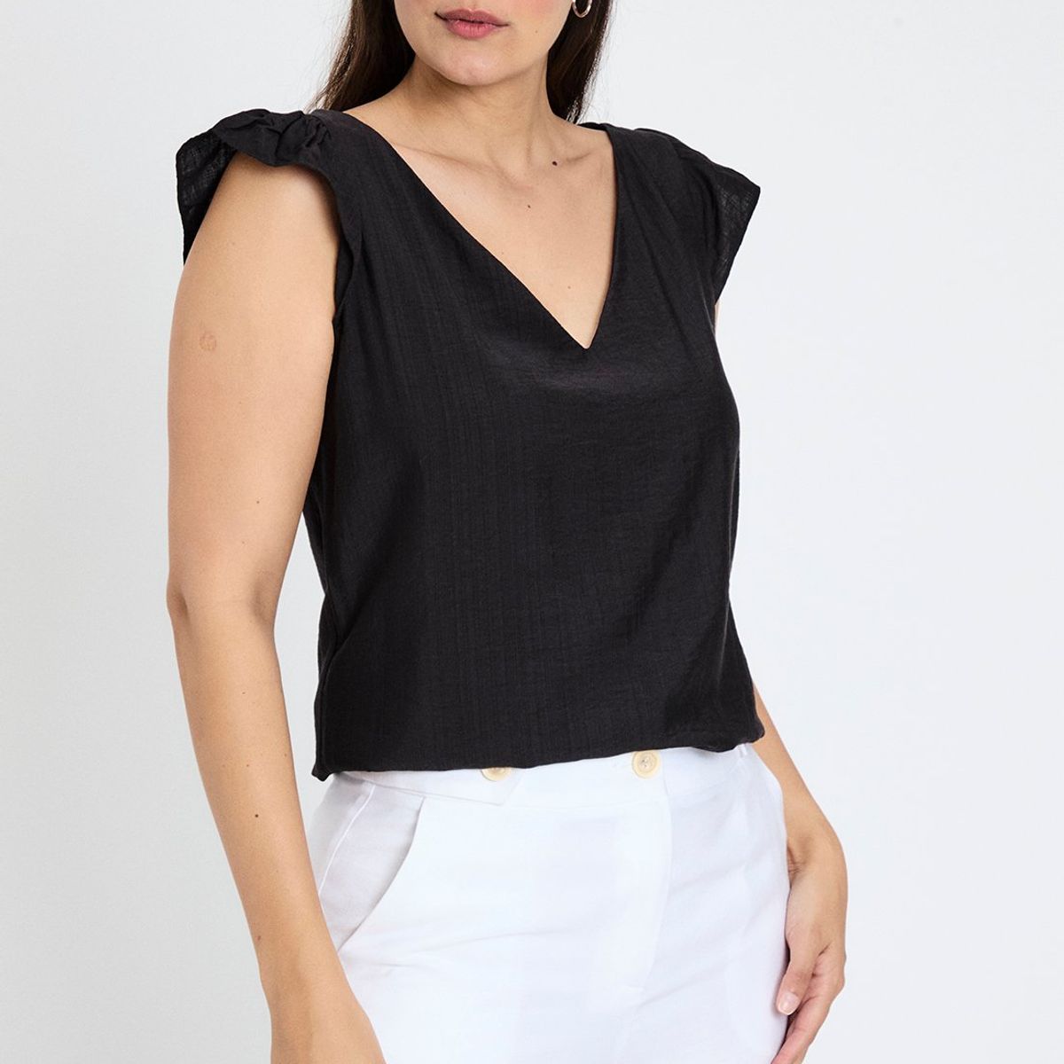 ASH - Blusa Manga Corta Negro Mujer Ash