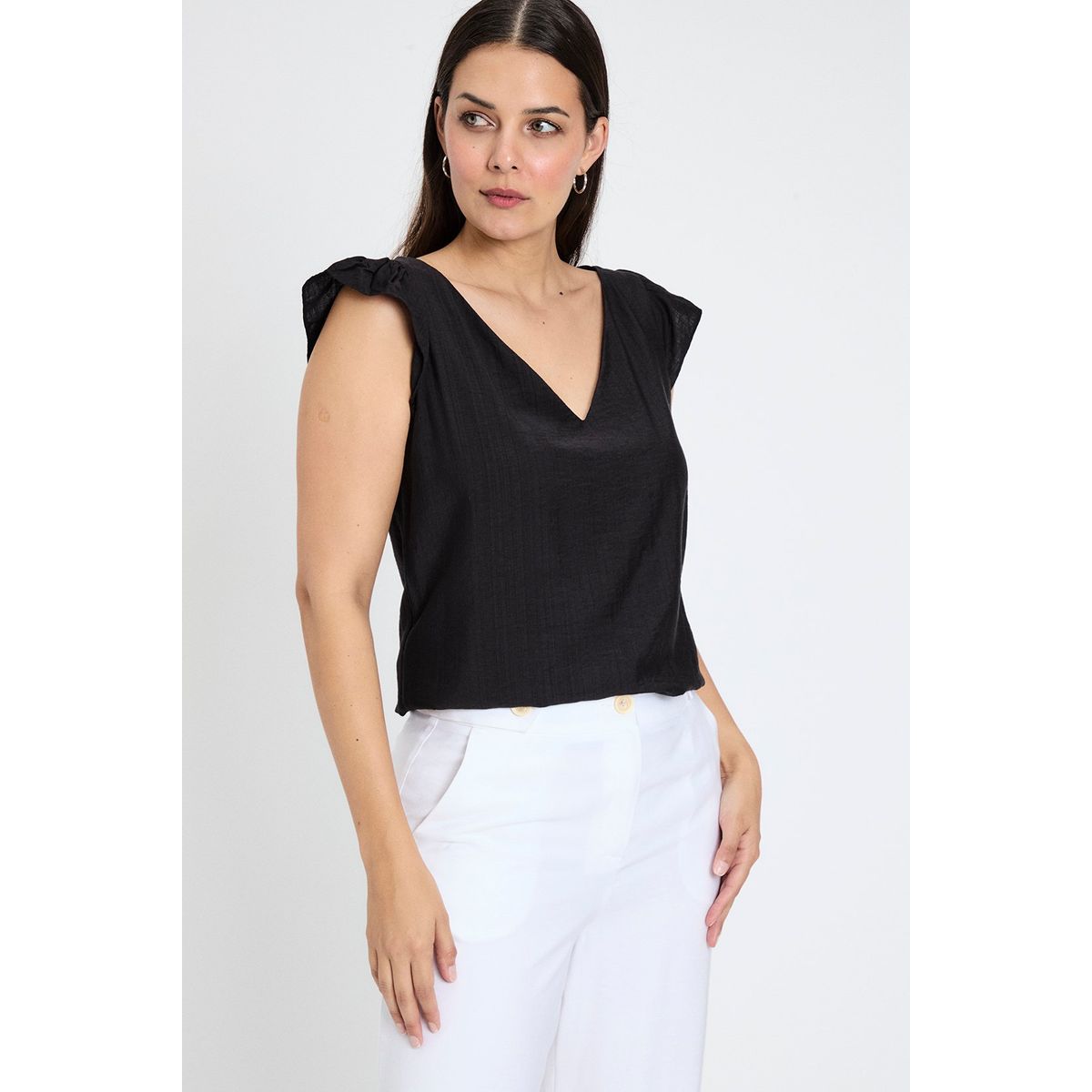 ASH - Blusa Manga Corta Negro Mujer Ash