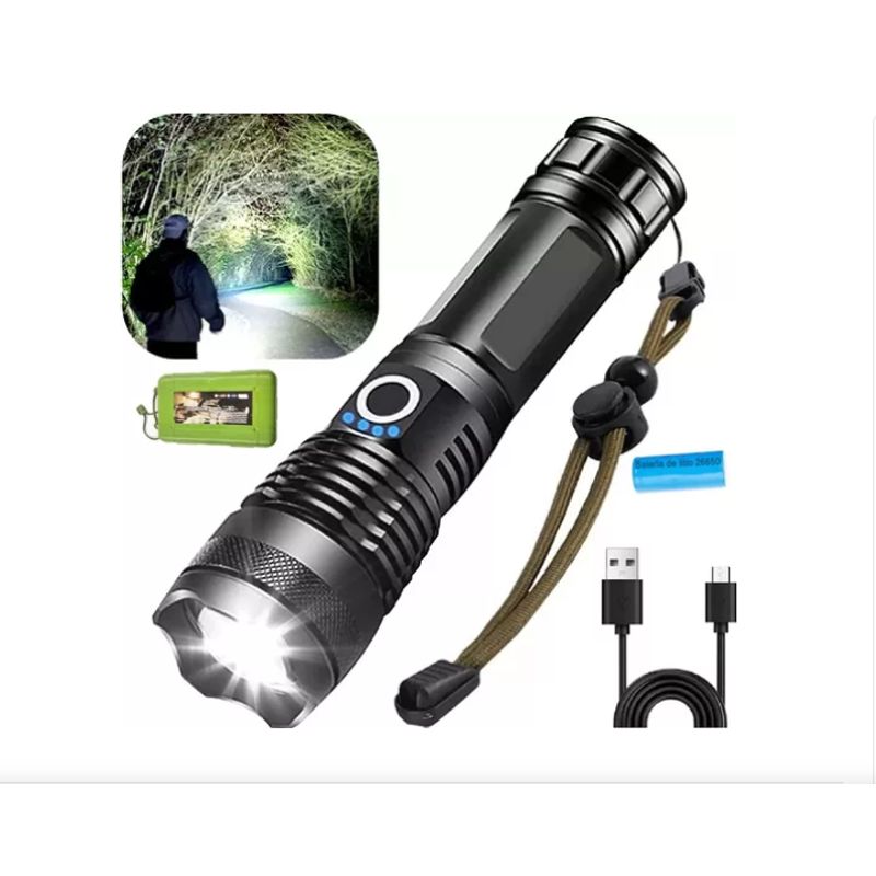 GENERICO - Linterna De Luz Táctica Led Con Zoom Portátil Recargable