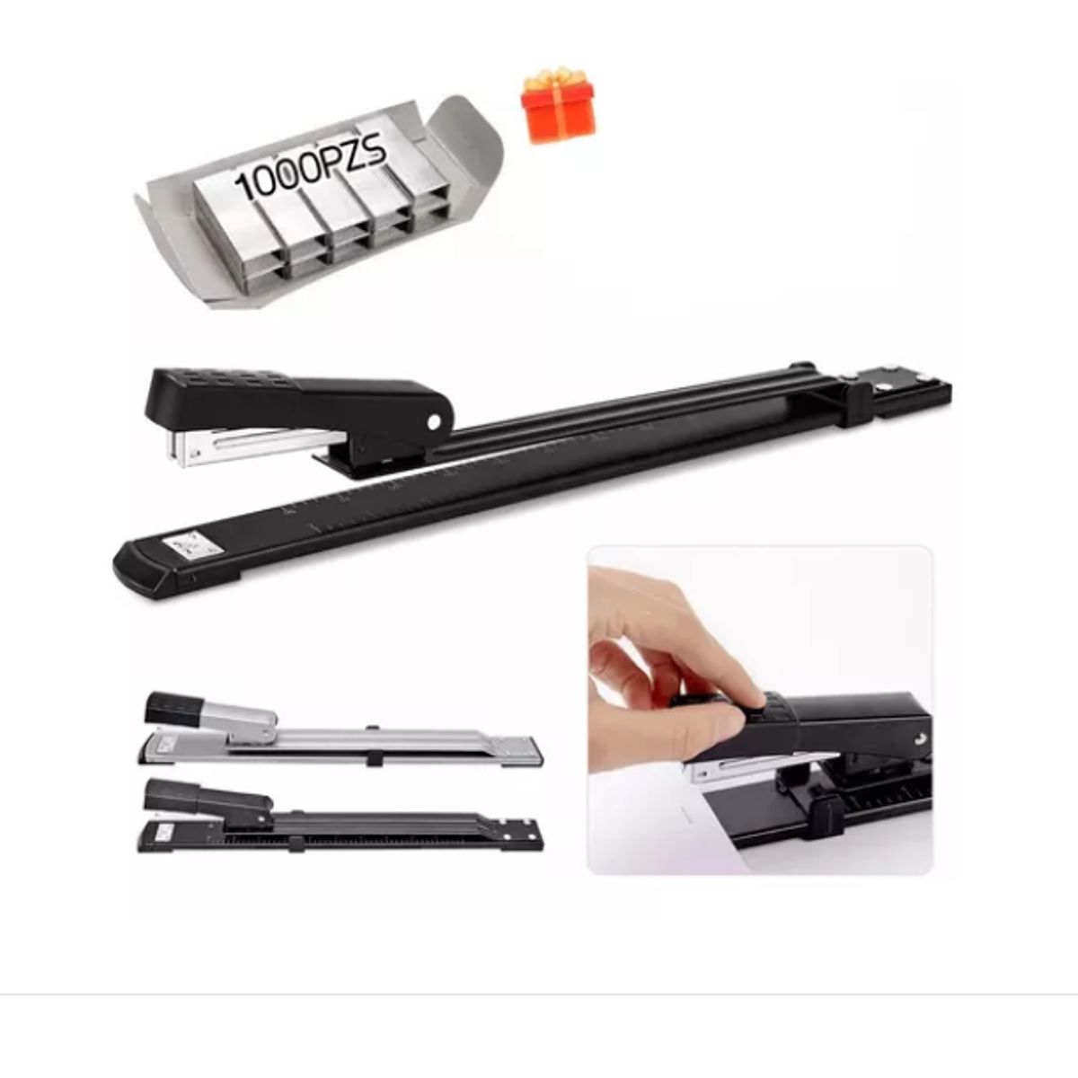 GENERICO - Grapadora Metálica Extralarga Apta Para Empresas Y Colegios