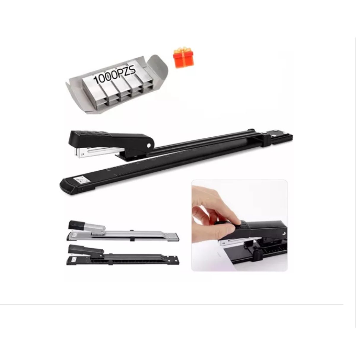 GENERICO - Grapadora Metálica Extralarga Apta Para Empresas Y Colegios