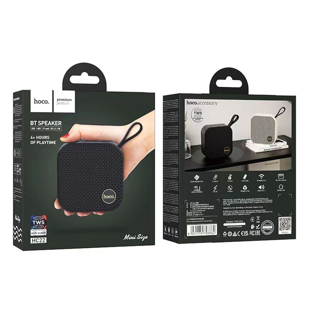 GENERICO - Parlante Hoco HC22 Auspicious sport Bluetooth FM Aux Negro