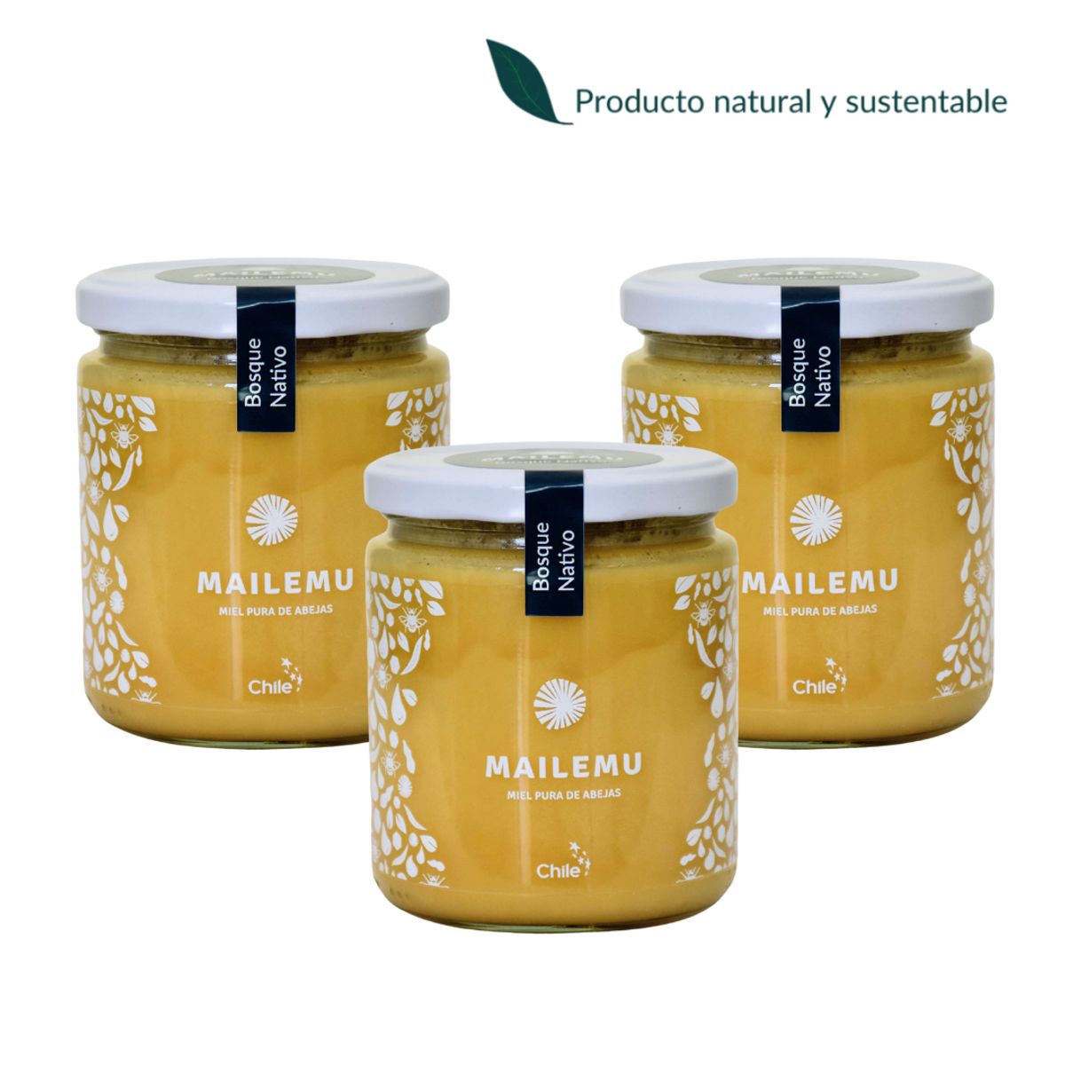 MAILEMU - Pack 3 Miel Pura de Bosque Nativo 550gr