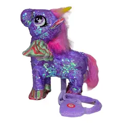 GENERICO - Unicornio Musical Y Bailarin Con Brillos Y Alas 35cm Morado