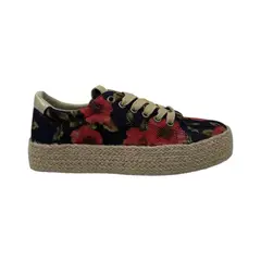 PAND G - Zapatilla Roja Flores Plataforma