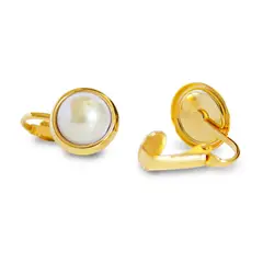 ANDREA COGGIOLA JOYAS - Aros Perla 10mm Clip Enchapado Oro 18K