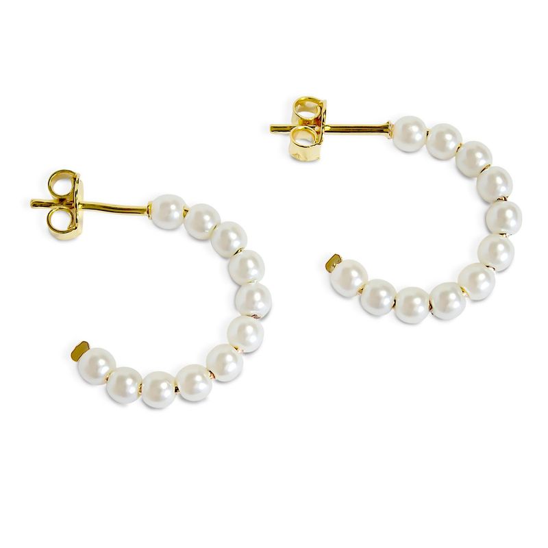 ANDREA COGGIOLA JOYAS - Aros Argolla Perla 19mm Enchapado Oro 18K