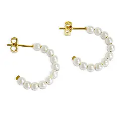 ANDREA COGGIOLA JOYAS - Aros Argolla Perla 19mm Enchapado Oro 18K