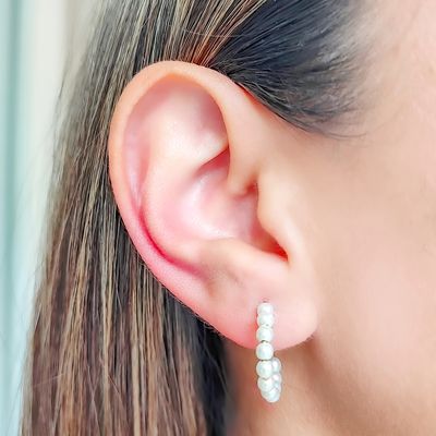 Imagen 2 del producto Aros Argolla Perla 19mm Enchapado Oro 18K