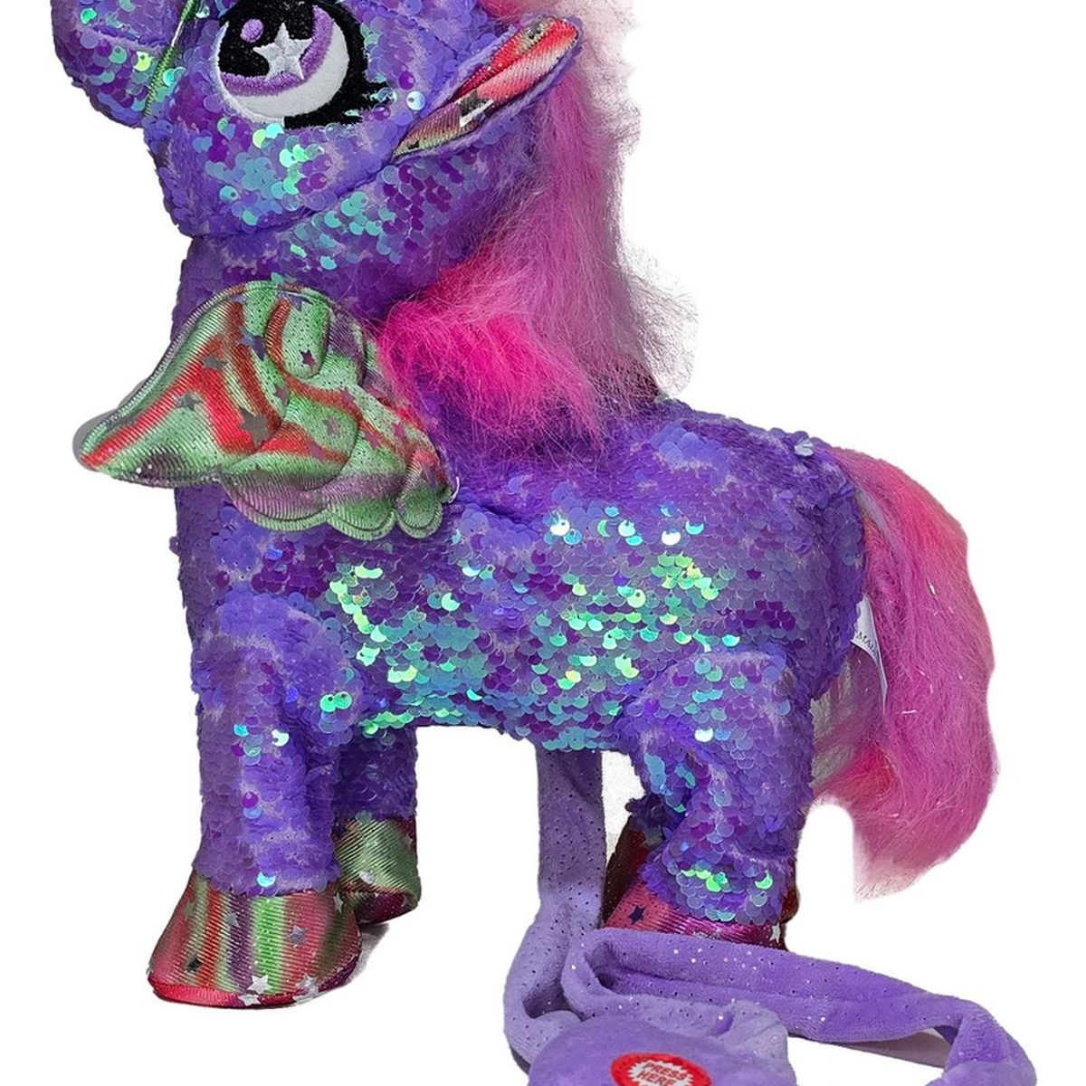 GENERICO - Unicornio Musical Y Bailarin Con Brillos Y Alas 35cm Morado