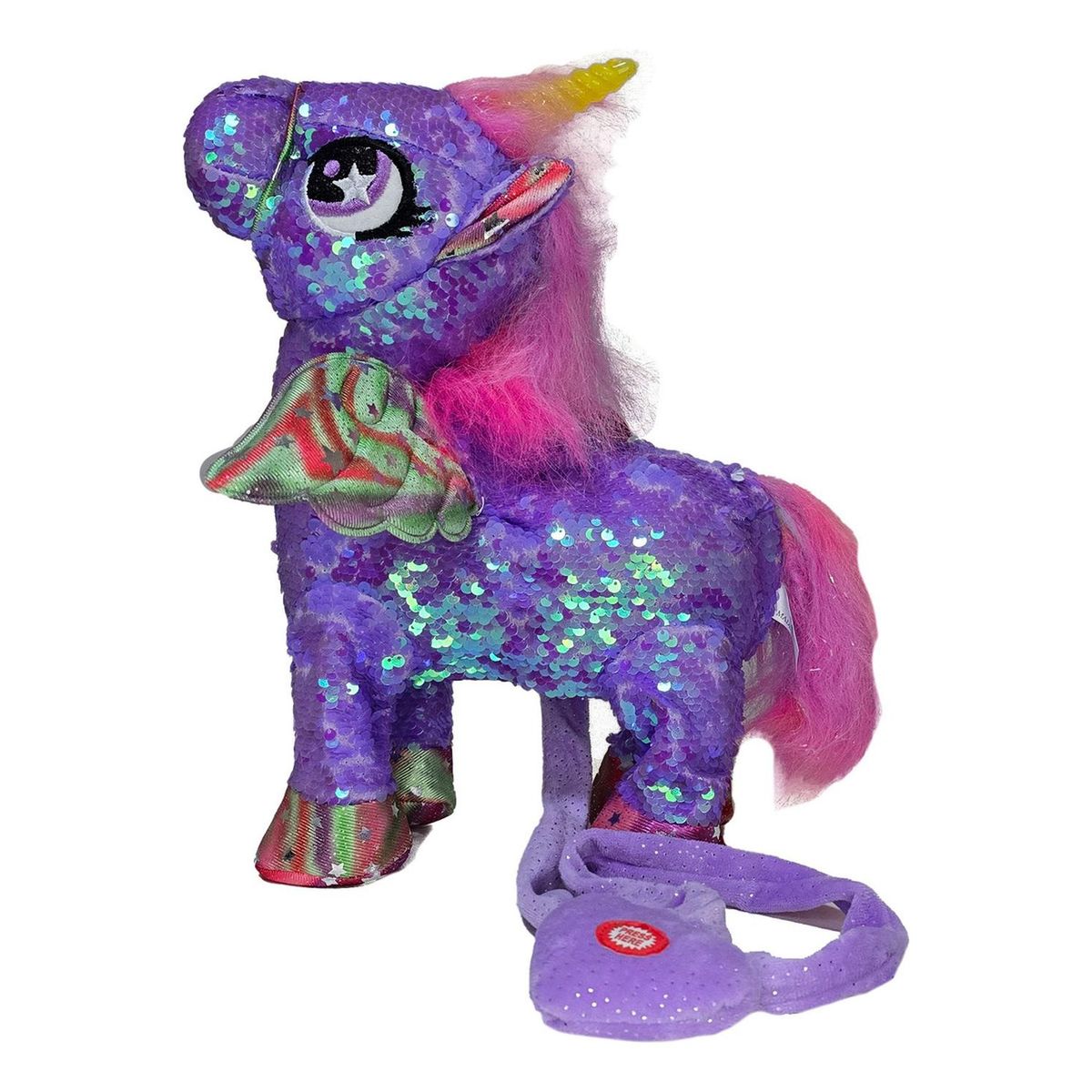 GENERICO - Unicornio Musical Y Bailarin Con Brillos Y Alas 35cm Morado
